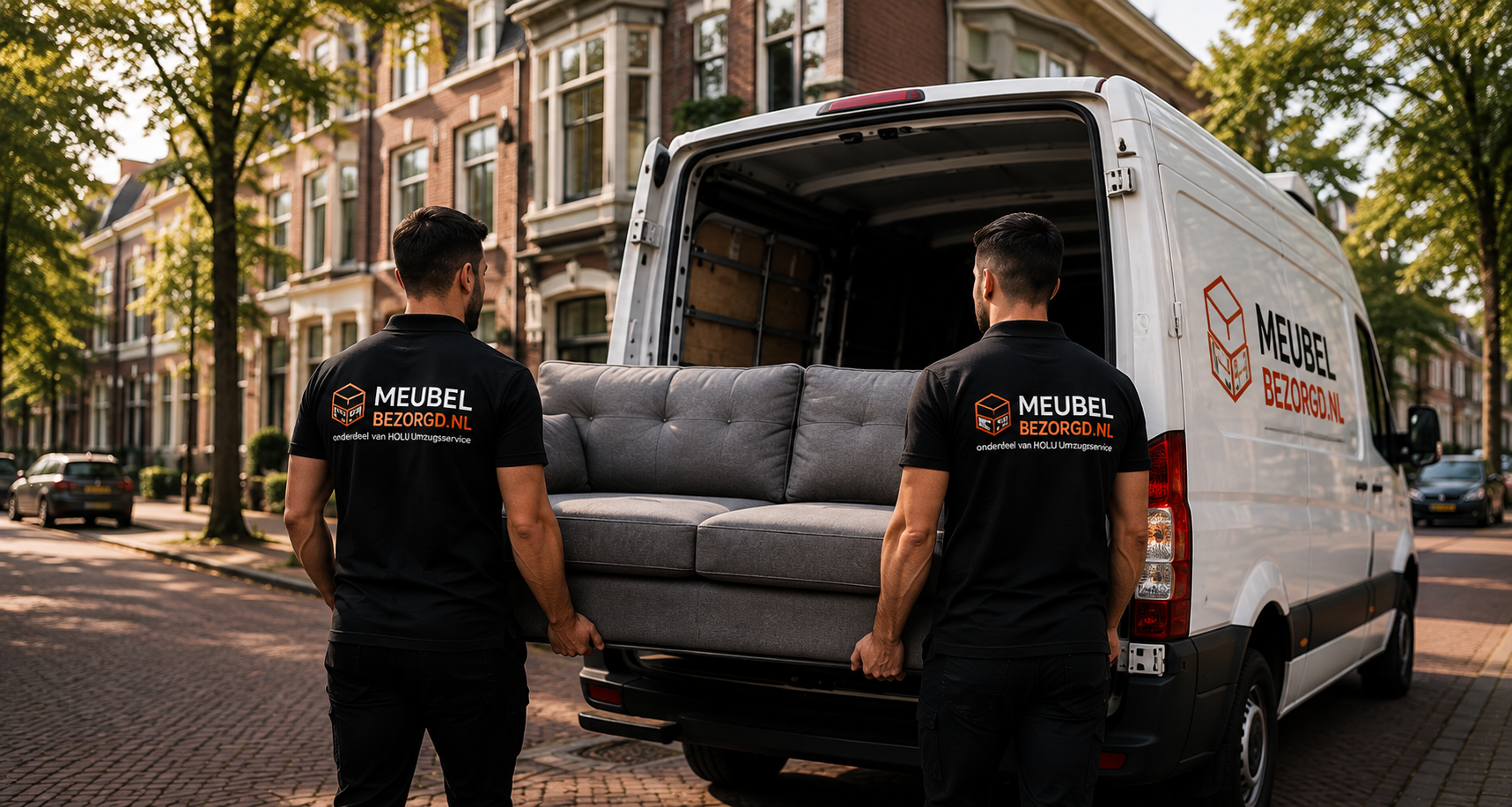 MeubelBezorgd.nl bezorgers laden een bank in de meubelwagen